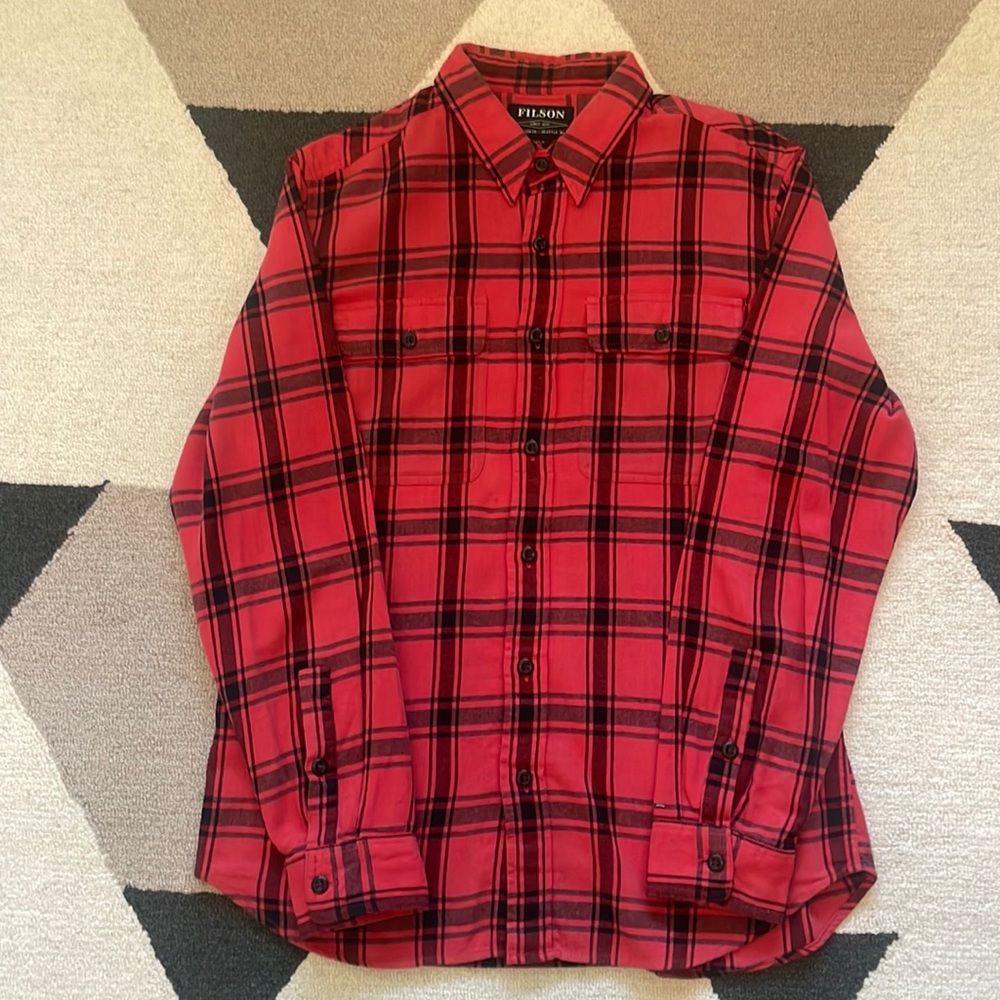 Filson Lightweight Alaskan Guide Shirt, Red and Black Flannel
